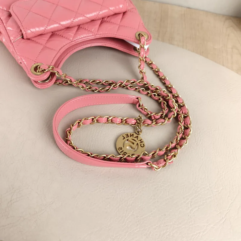 Chanel Crossbody Bag HOBO Pink Waxed Leather Small 19 × 6 × 17 cm — detail view 12 of 13