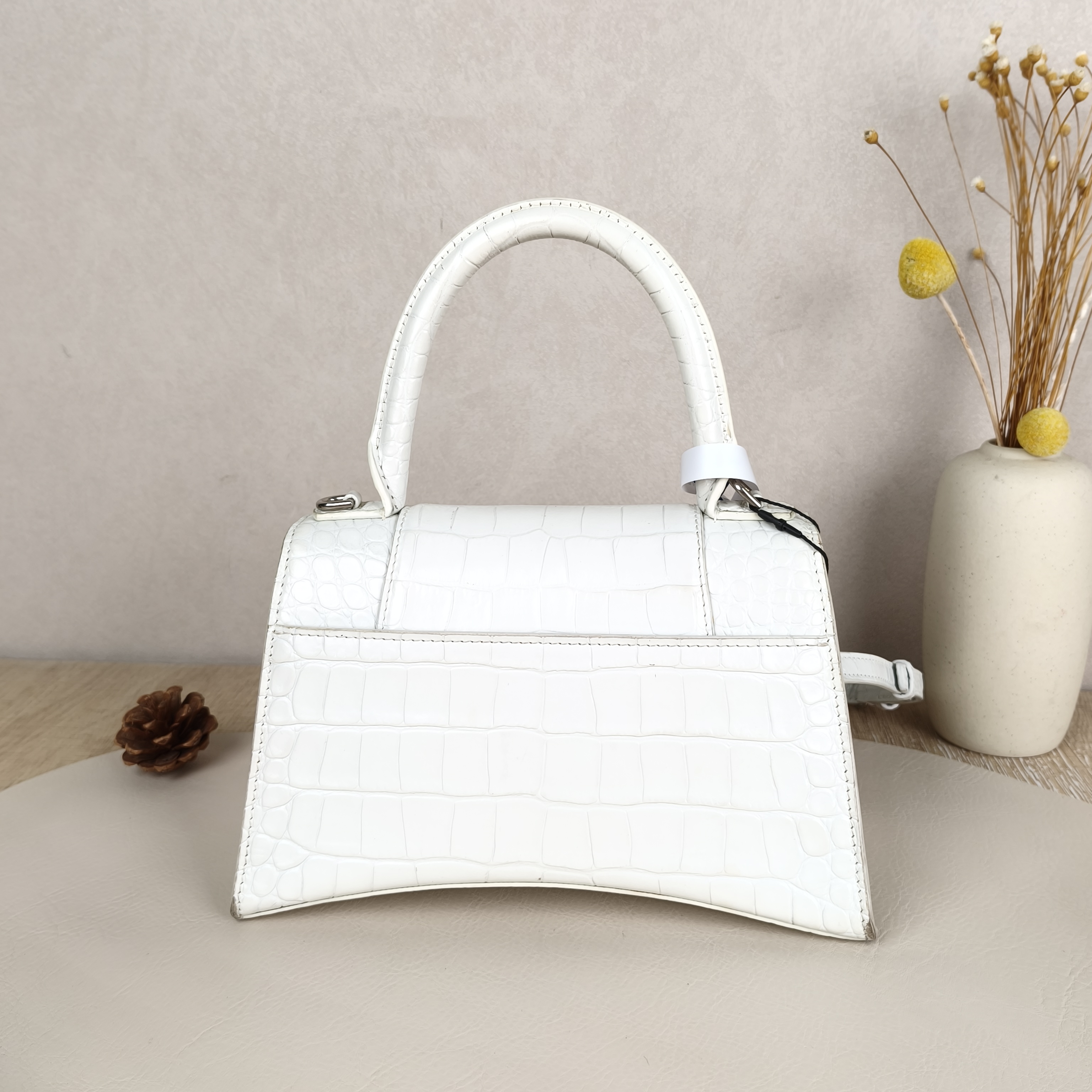 BALENCIAGA Hourglass Bag Small White Calfskin · Shoulder Strap · 23 × 10 × 14 cm — cover view 9 of 9