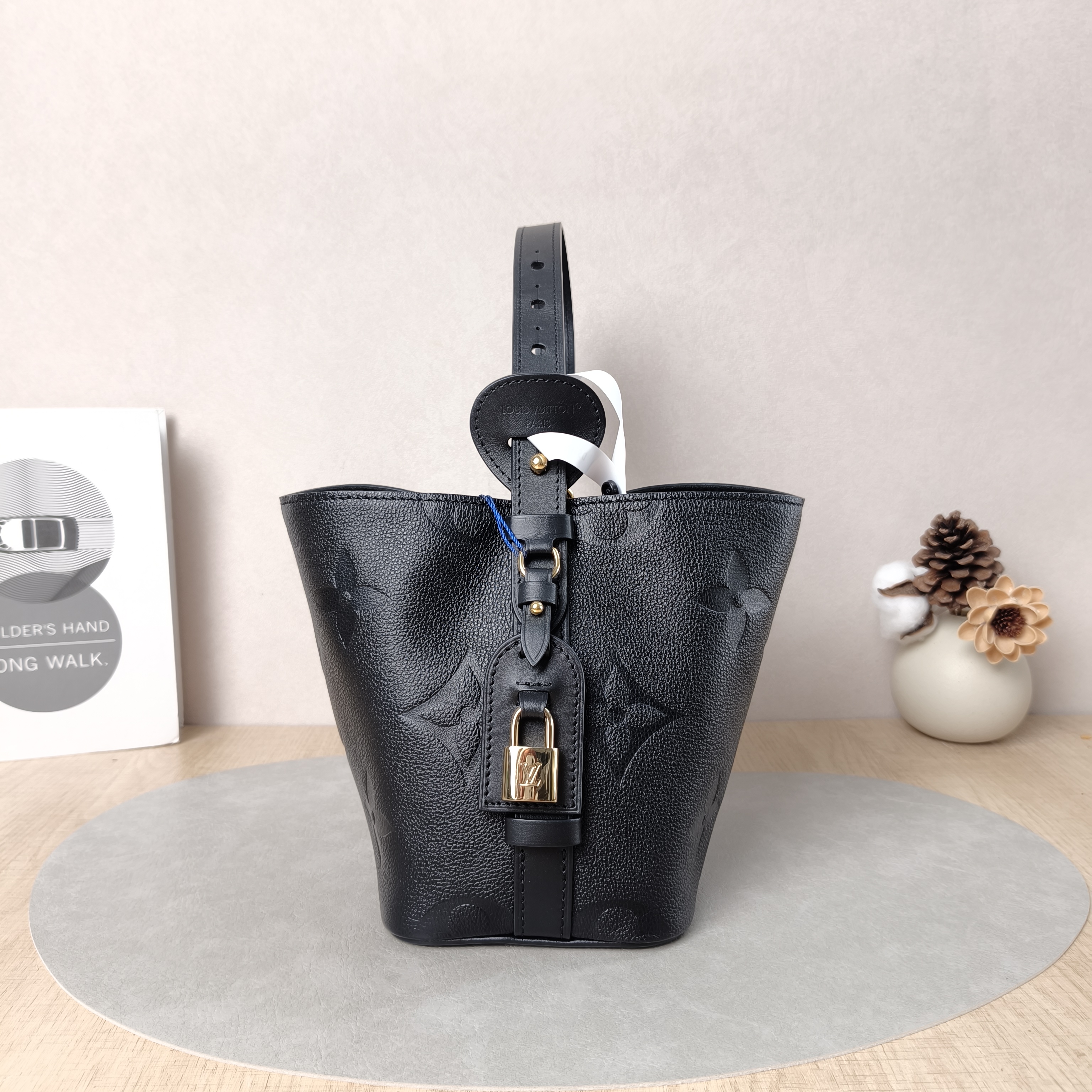 Louis Vuitton Top Handle Bag ALL IN BB Black Empreinte Embossed Calfskin Monogram BB18 × 12 × 16 cm