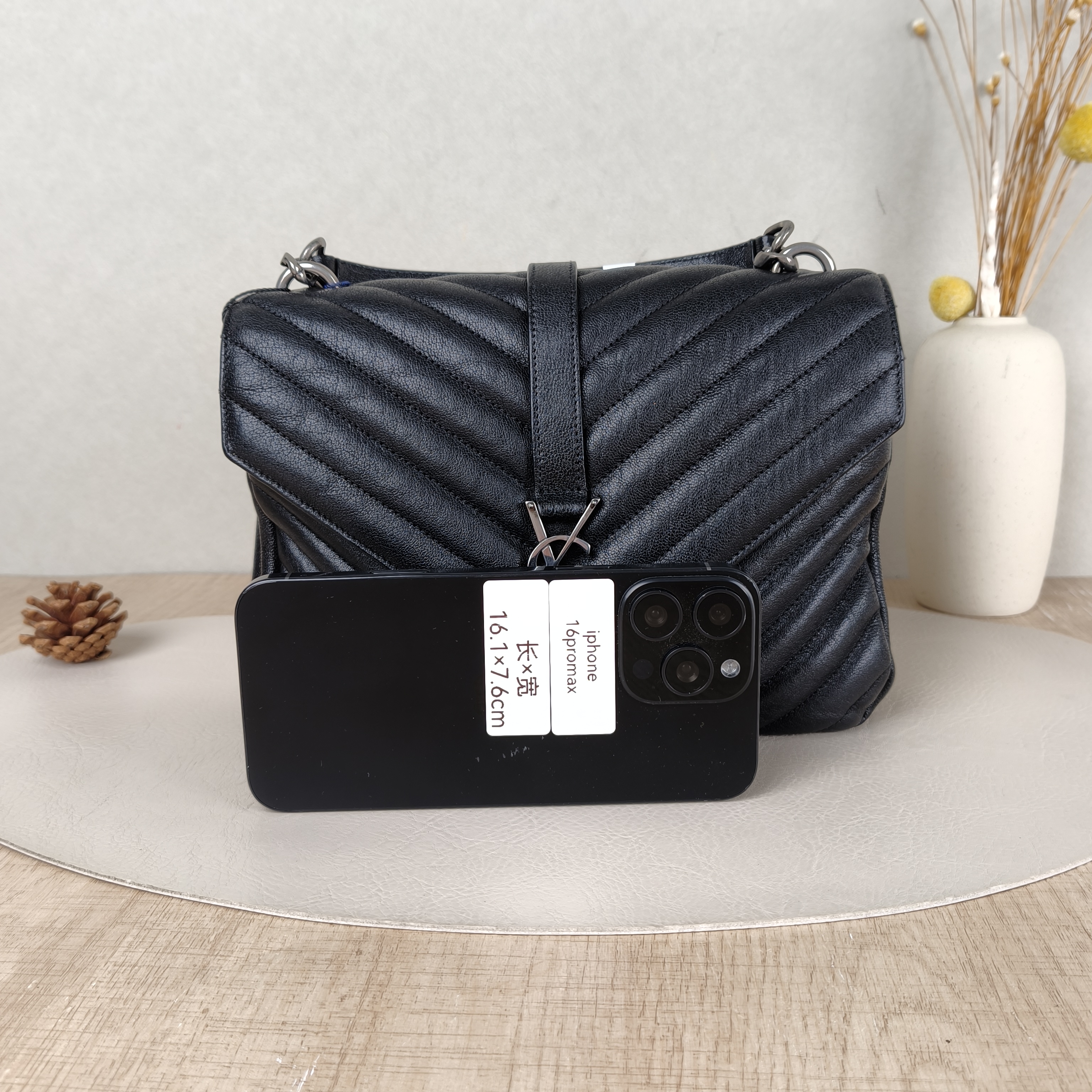 SAINT LAURENT Crossbody Bag COLLEGE Black SL ambskin Medium24 × 6.5 × 17 cm — cover view 4 of 5