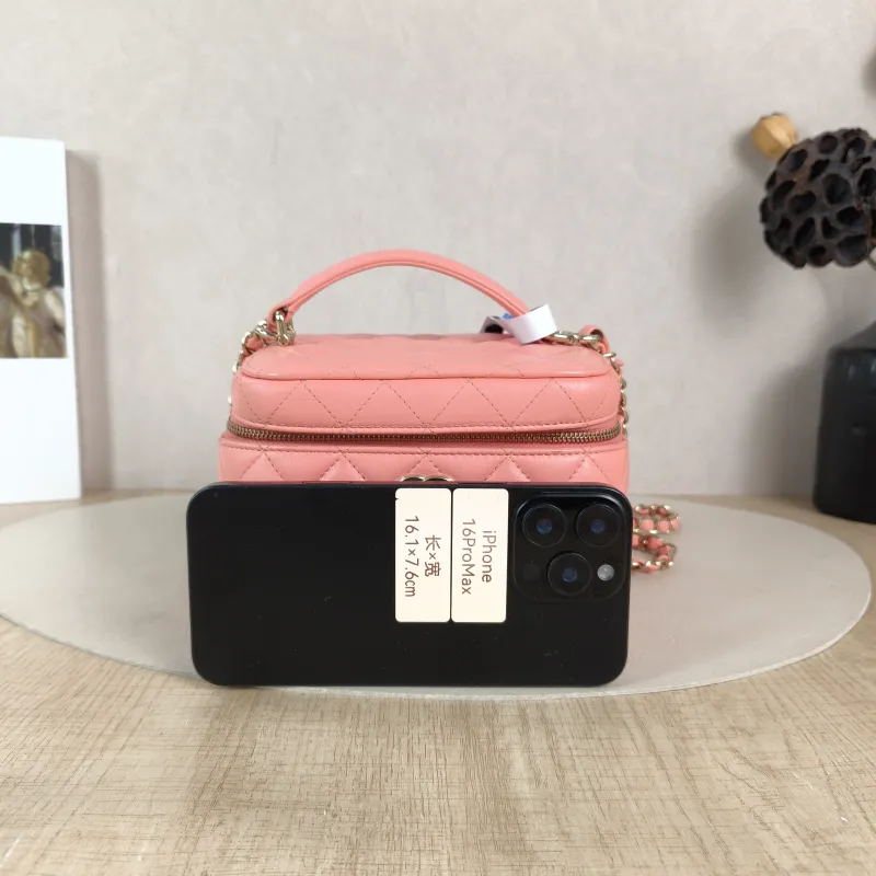 Chanel Crossbody Bag Box Cosmetic Bag Pink Calfskin One Size 15 × 12 × 12 cm — cover view 6 of 6