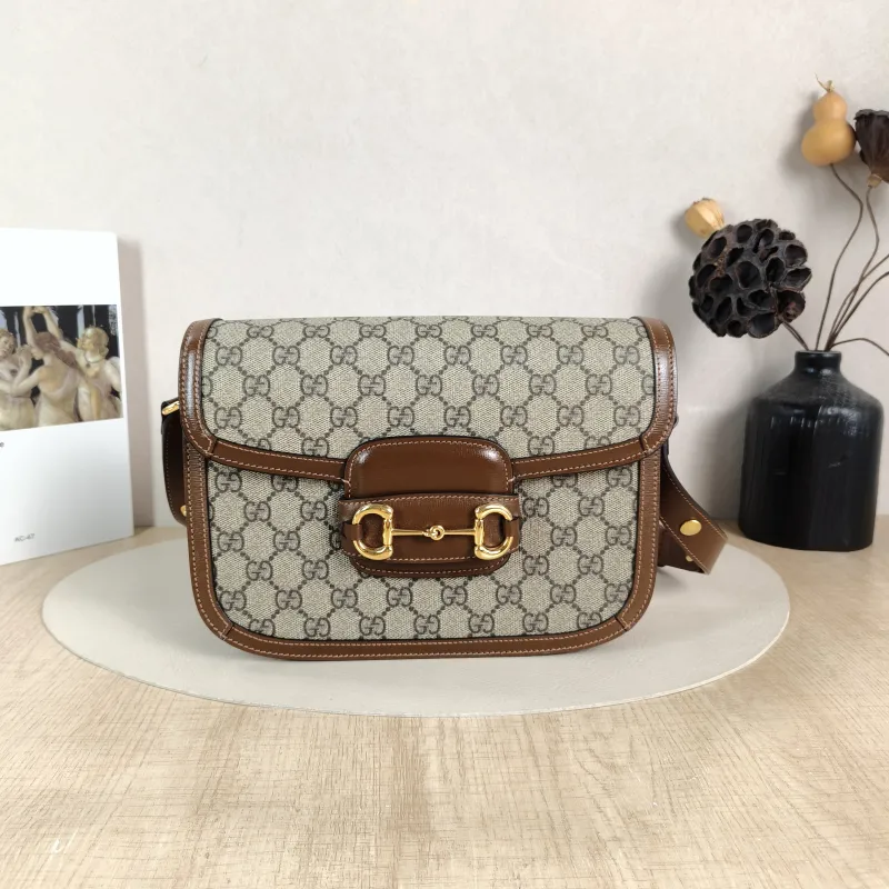 GUCCI Shoulder Bag Horsebit 1955 Horsebit Medium Monogram PVC Medium 25 × 8 × 18 cm