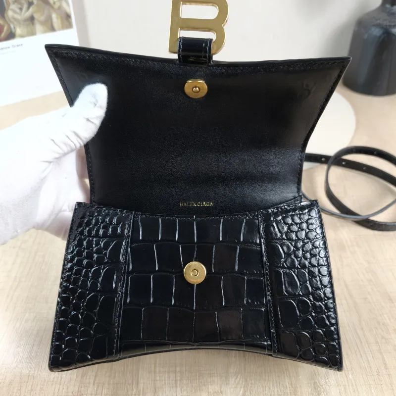 BALENCIAGA Crossbody Bag Hourglass Hourglass Bag Black CC alfskin Mini 19 × 8 × 13 cm — detail view 11 of 13