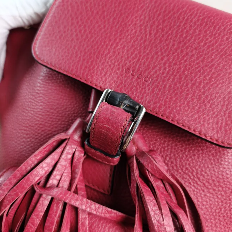GUCCI Backpack Backpack Red Calfskin 24 × 9.5 × 25 cm — detail view 10 of 14