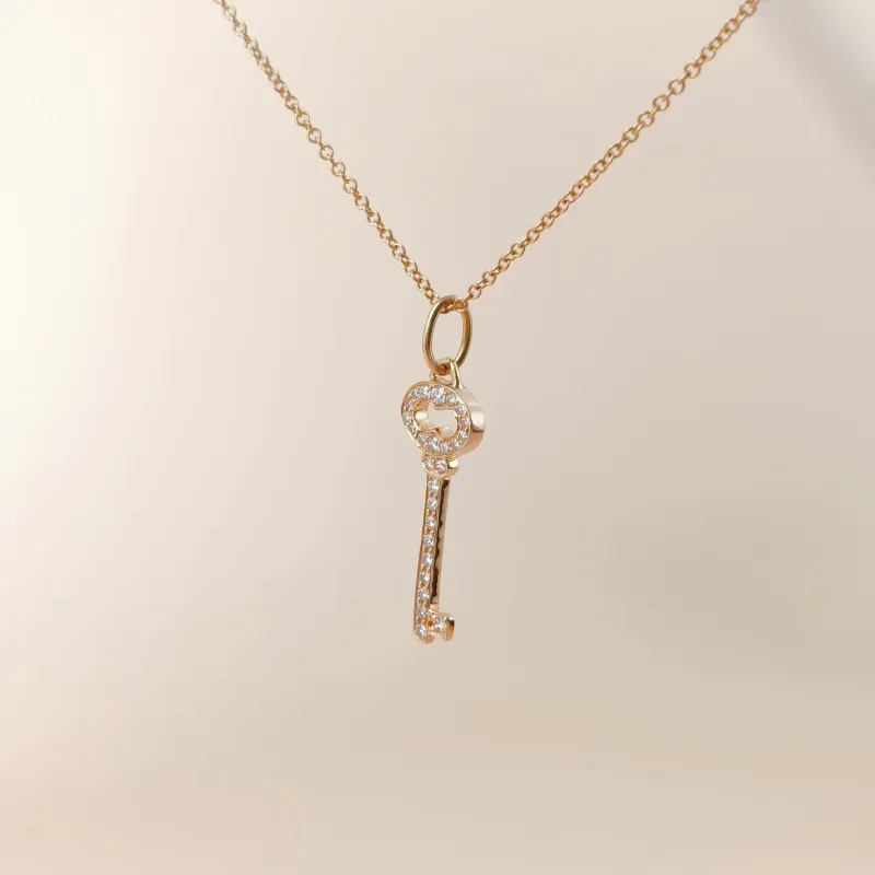 Tiffany&Co. Necklace Keys Collection Pavé Diamond Necklace Rose Gold Diamond18KR ose Gold One Size 40cm — cover view 3 of 11
