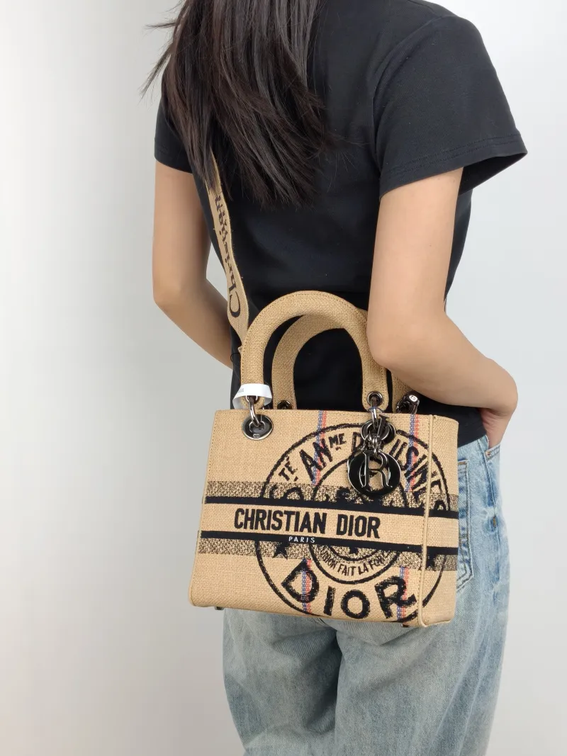 DIOR Top Handle Bag Lady Lady Dior Bag Black Medium 24 × 12 × 21 cm — on-model view 2 of 3