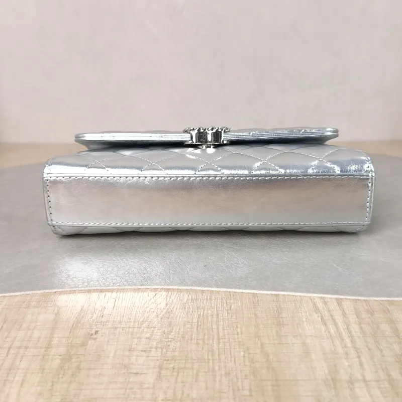 Chanel Crossbody Bag kelly Silver Waxed Leather One Size 18 × 4.5 × 10 cm — cover view 5 of 5