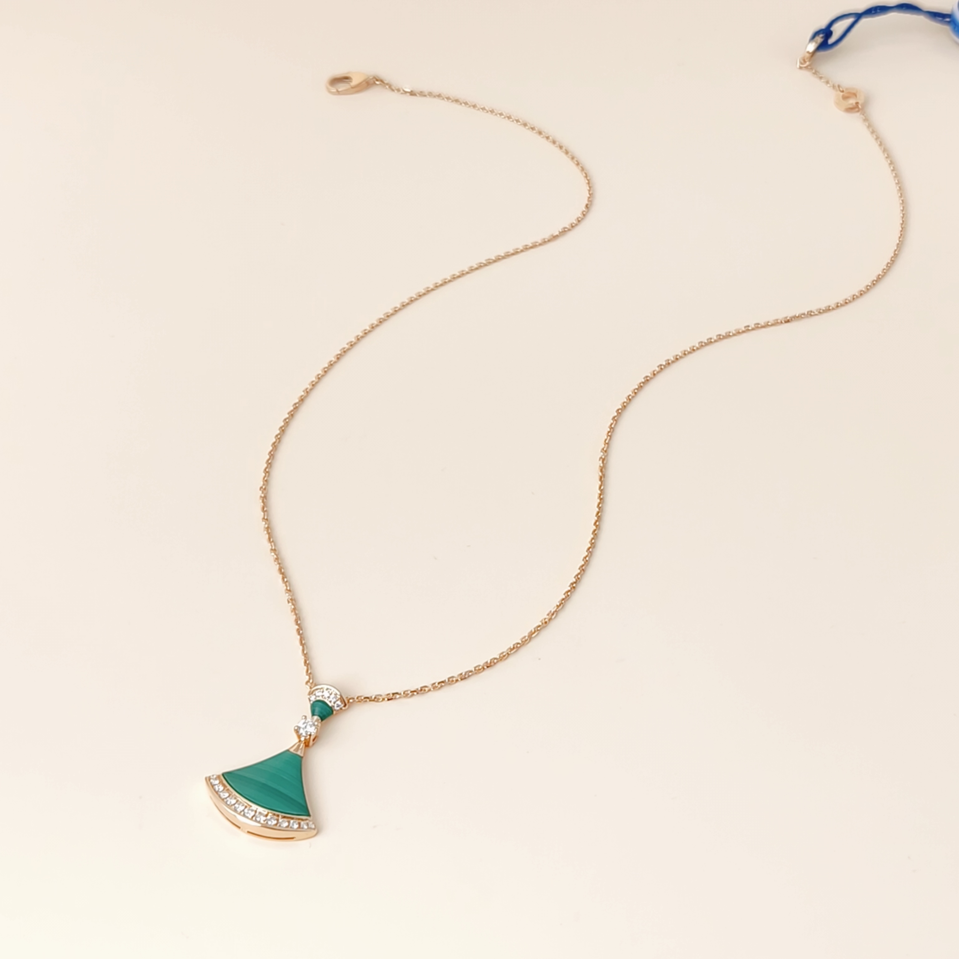 Bvlgari Necklace DIVAS’ DREAM Collection Malachite Pavé Diamond Malachite Diamond18KR ose Gold Large43cm — cover view 13 of 13