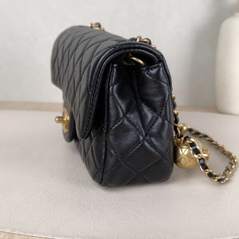 Chanel Crossbody Bag Classic Flap Large Mini CF Mini Black with Gold-Tone Hardware Lambskin mini 20 × 6 × 12 cm 29 — detail view 10 of 15