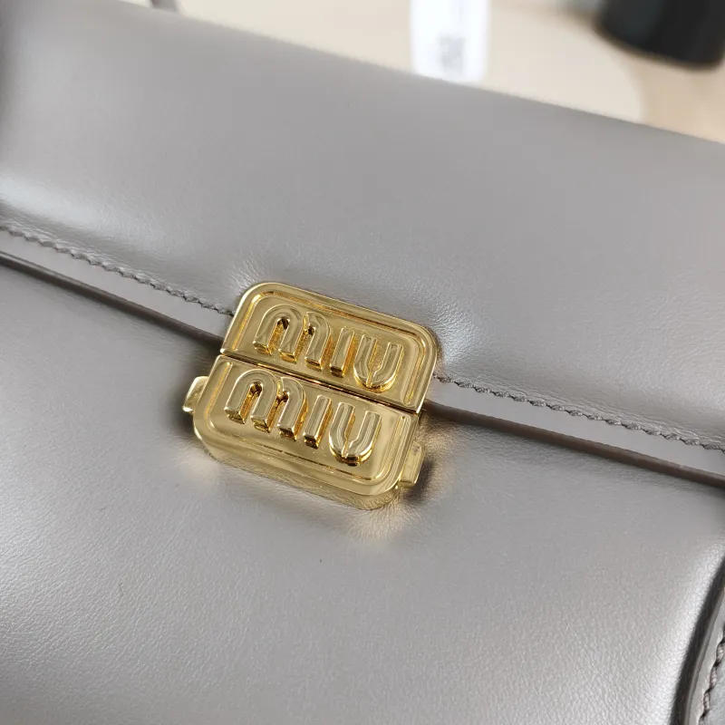 Miumiu Shoulder Bag Grey Calfskin One Size 27.5 × 10 × 14 cm — detail view 6 of 12