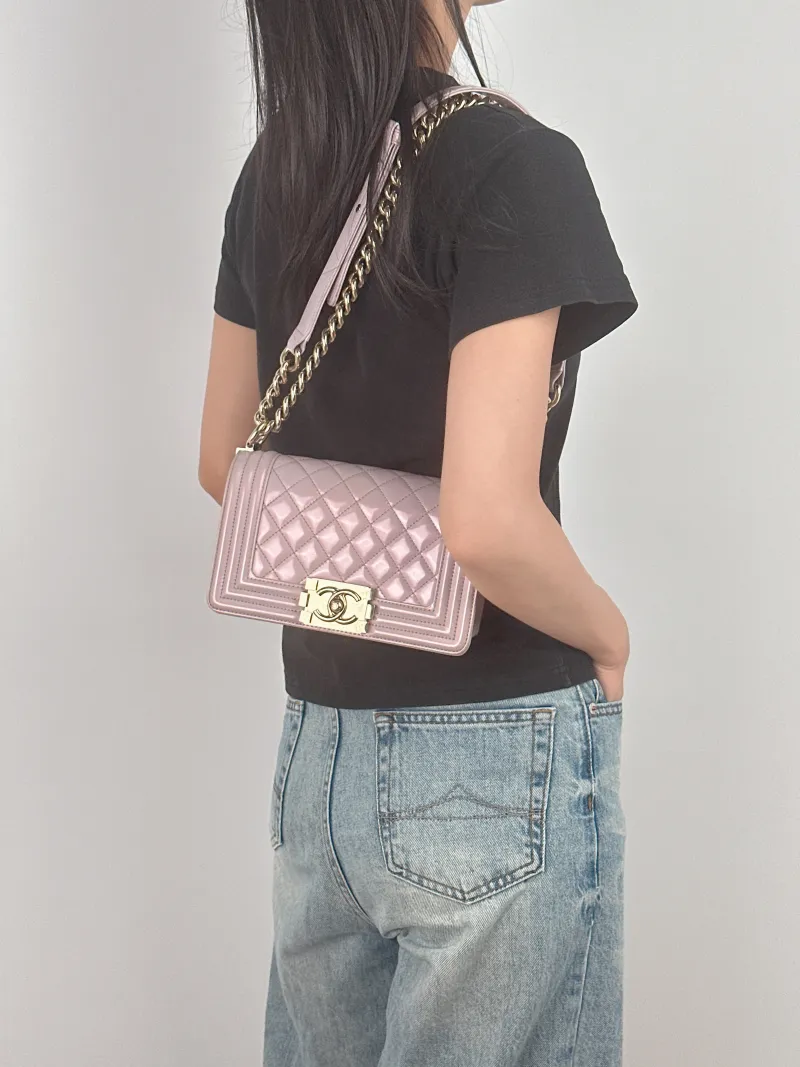 Chanel Crossbody Bag Le Boy​ Patent Leather Small20.5 × 8.5 × 12 cm — on-model view 3 of 3