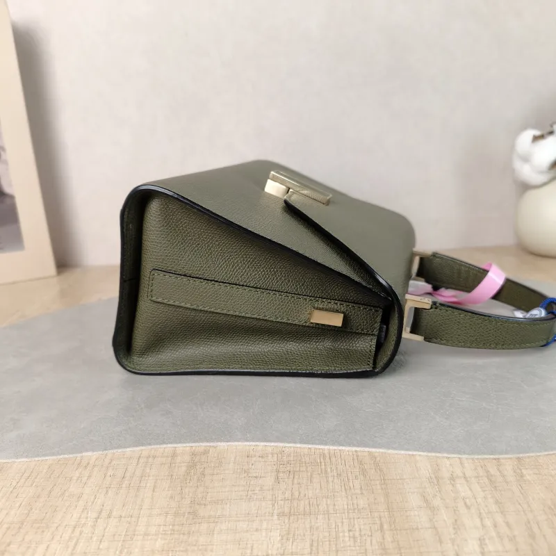 Valextra Crossbody Bag lside Top Handle Crossbody Bag Green Calfskin Small 22 × 12 × 16 cm — detail view 8 of 16