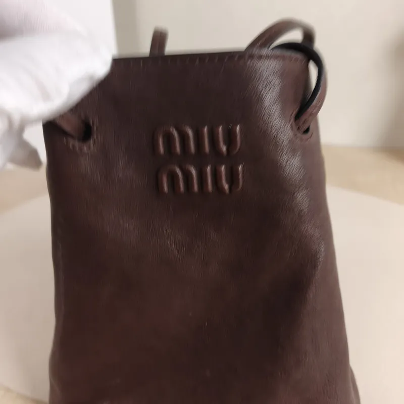 Miumiu Crossbody Bag logo Brown Lambskin One Size 14 × 6 × 16.5 cm — detail view 6 of 8