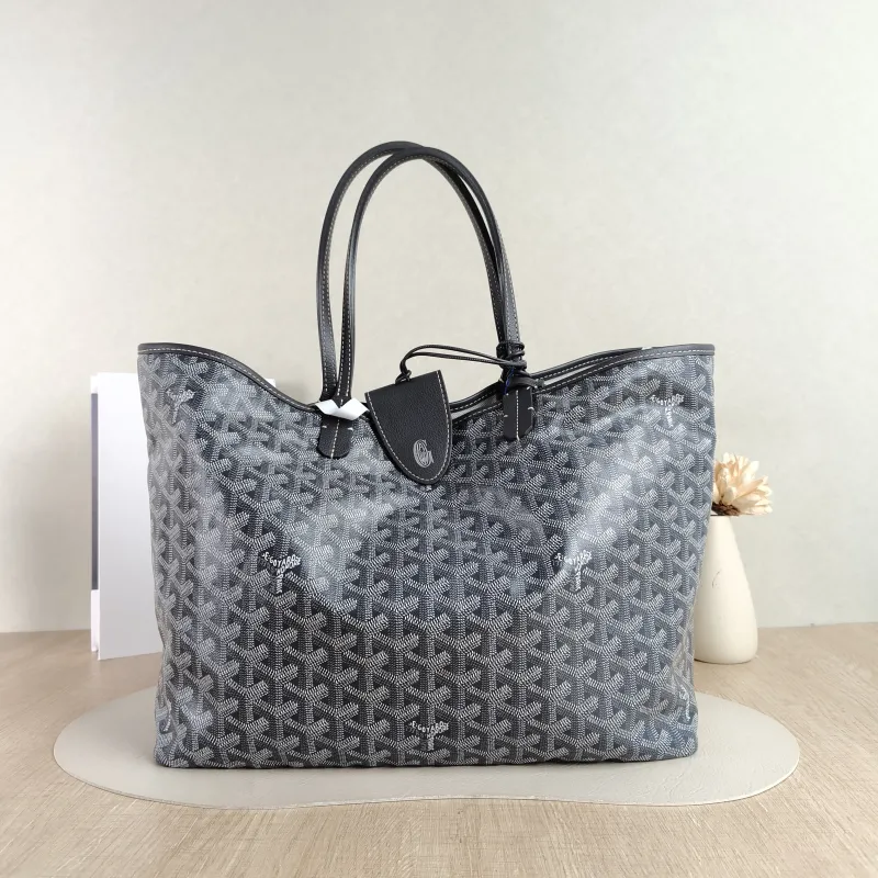 GOYARD Shoulder Bag SAINT LOUIS Shopping Tote Grey PVC Small 34 × 15 × 28 cm