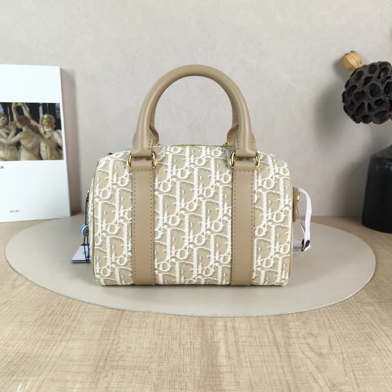 DIOR Shoulder Bag Groove 20 Top Handle Bag Beige Canvas Small 20.5 × 12 × 13.5 cm — cover view 4 of 6