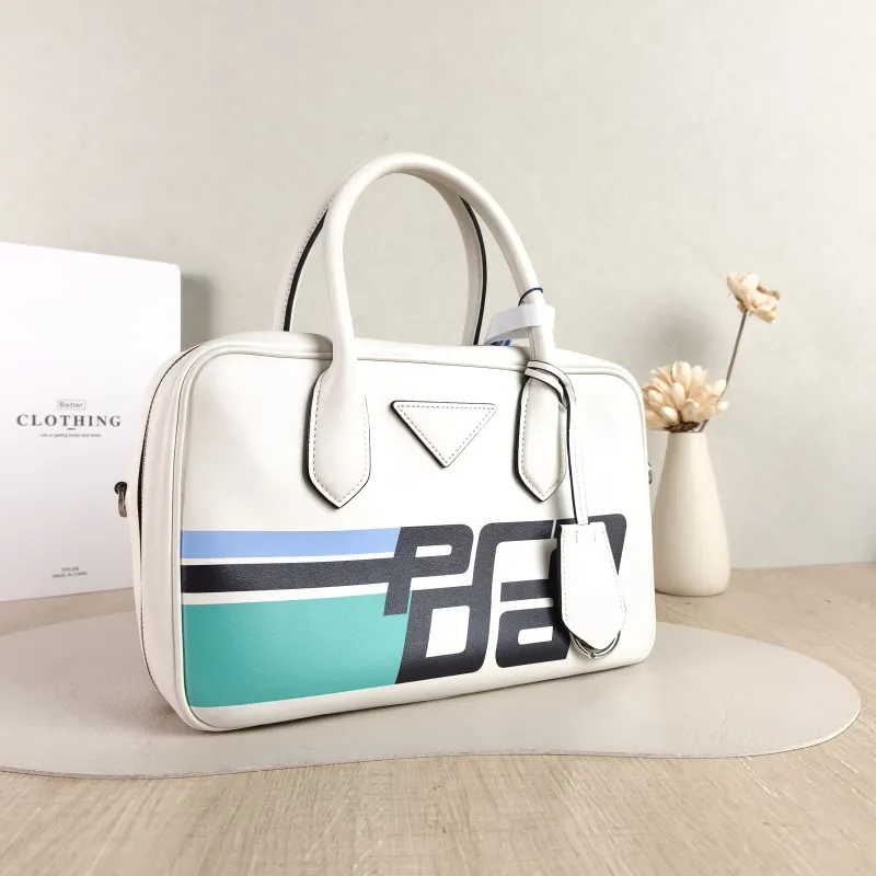 PRADA Top Handle Bag Tote Bag White Calfskin 26 × 18.5 × 16.5 cm — cover view 4 of 5
