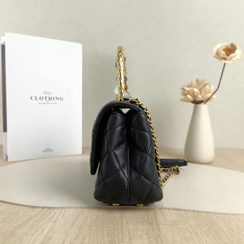 Chanel Crossbody Bag Coco Handle​Black Calfskinmini19 × 9 × 13 cm — detail view 4 of 13