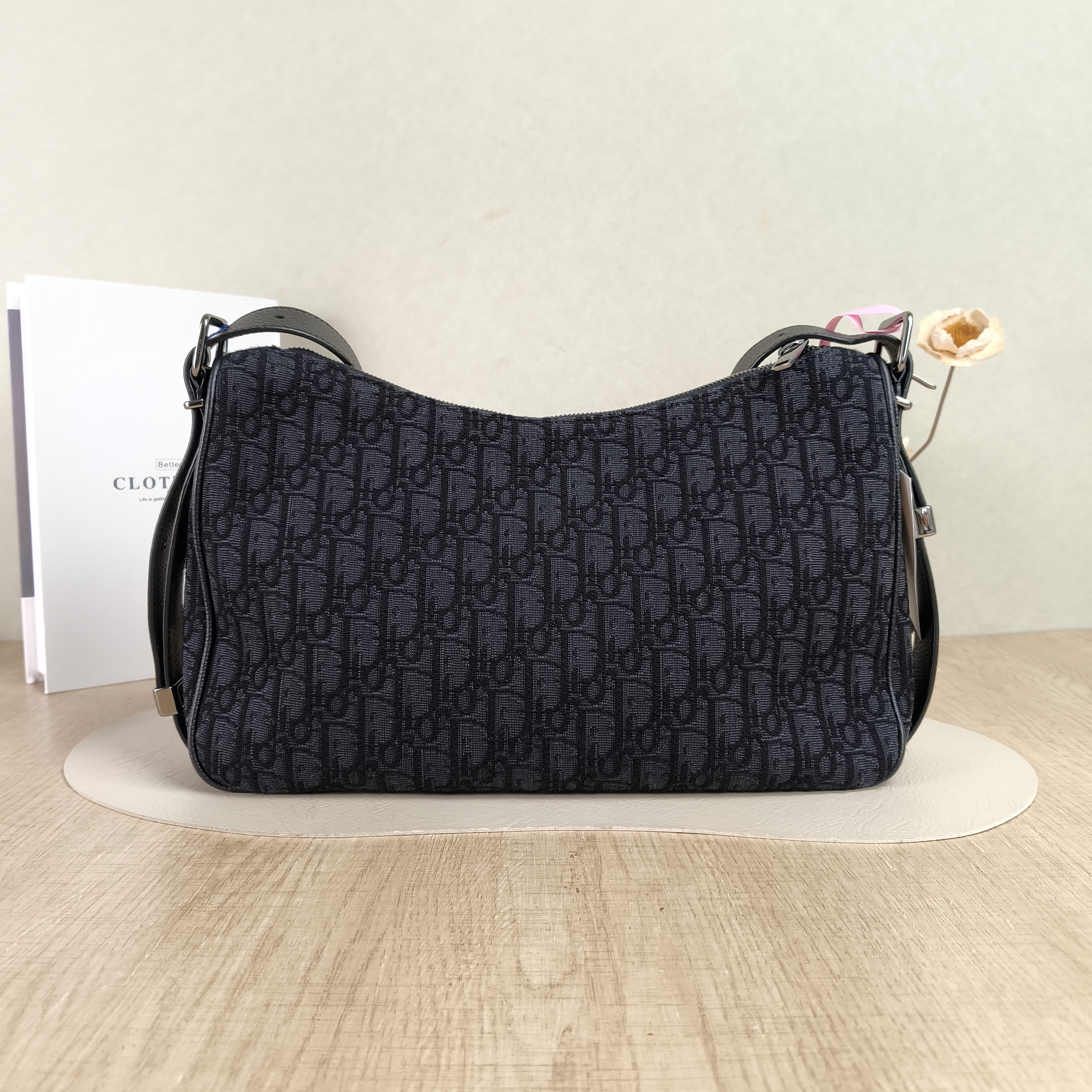 DIOR Crossbody Bag Slider Hobo Shoulder Bag Black Canvas Medium34 × 8.5 × 23 cm — cover view 3 of 5