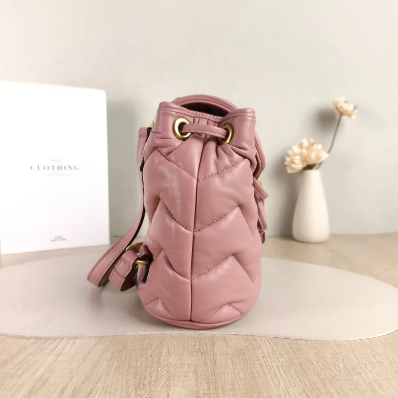 GUCCI Backpack GG Marmont Marmont Backpack Pink Lambskin Mini 20 × 11 × 19 cm — detail view 11 of 11
