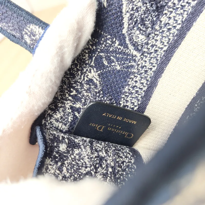 DIOR Top Handle Bag Book Tote Collection · White Blue Canvas Mini 22.5 × 6 × 15 cm — detail view 4 of 9