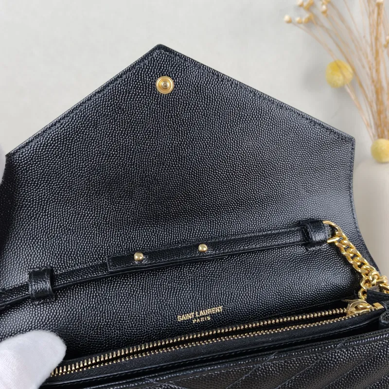 SAINT LAURENT Crossbody Bag CASSANDRE ENVELOPE Black Calfskin One Size 22.5 × 4 × 14 cm — detail view 10 of 13