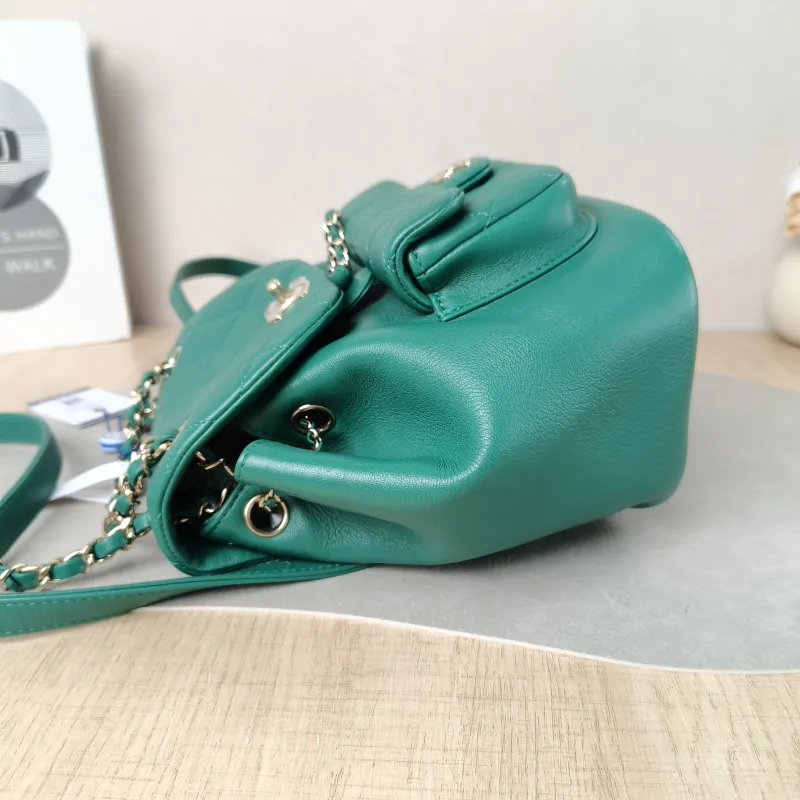 Chanel Backpack Duma Green Lambskin Small 18 × 12 × 18.5 cm — detail view 8 of 13