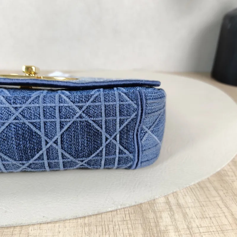 DIOR Crossbody Bag Caro Chain Bag Blue Small 20 × 7 × 13.5 cm — detail view 6 of 13