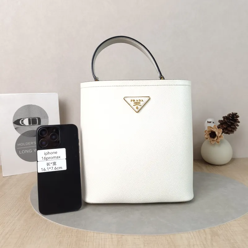 PRADA Shoulder Bag Panier White Calfskin One Size22 × 13 × 23 cm — cover view 4 of 6