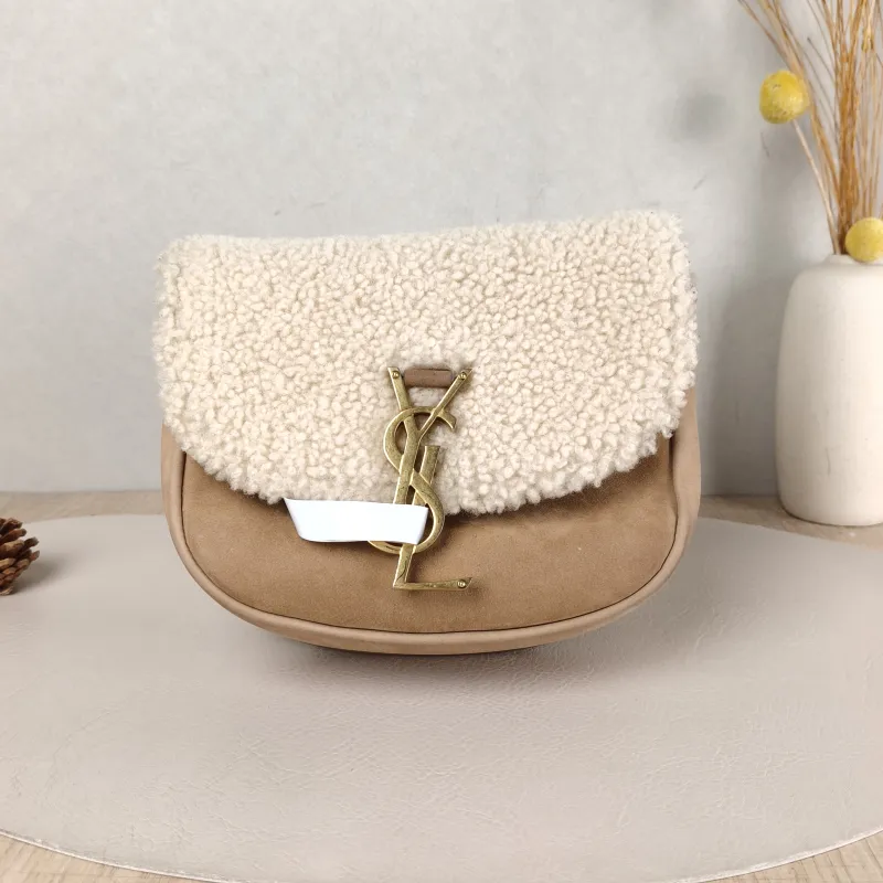 SAINT LAURENT Shoulder Bag Kaia Brown Suede · 17 × 6 × 16 cm