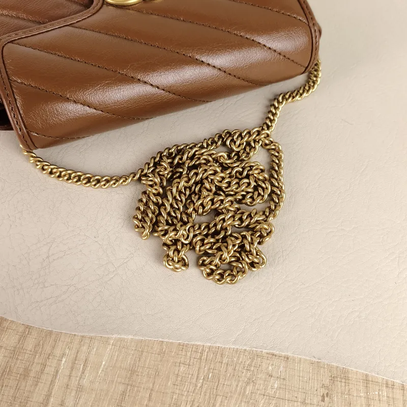 GUCCI Crossbody Bag GG Marmont Mini Marmont Mini Caramel Calfskin Mini 16.5 × 4.5 × 9.5 cm — detail view 2 of 11
