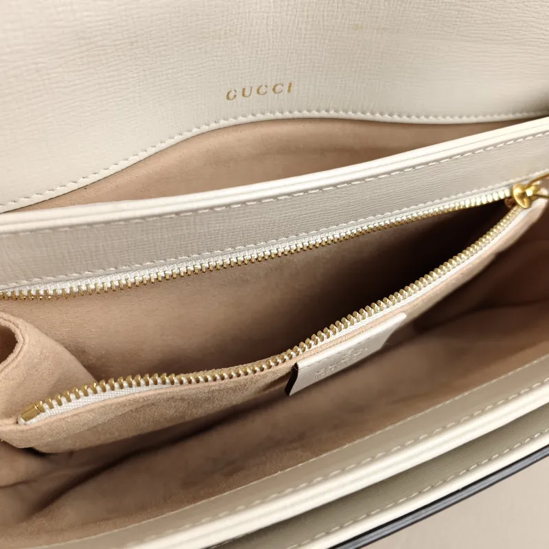 GUCCI Crossbody Bag Horsebit 1955 Horsebit Medium White Monogram PVC Medium 25 × 8 × 18 cm — detail view 11 of 13
