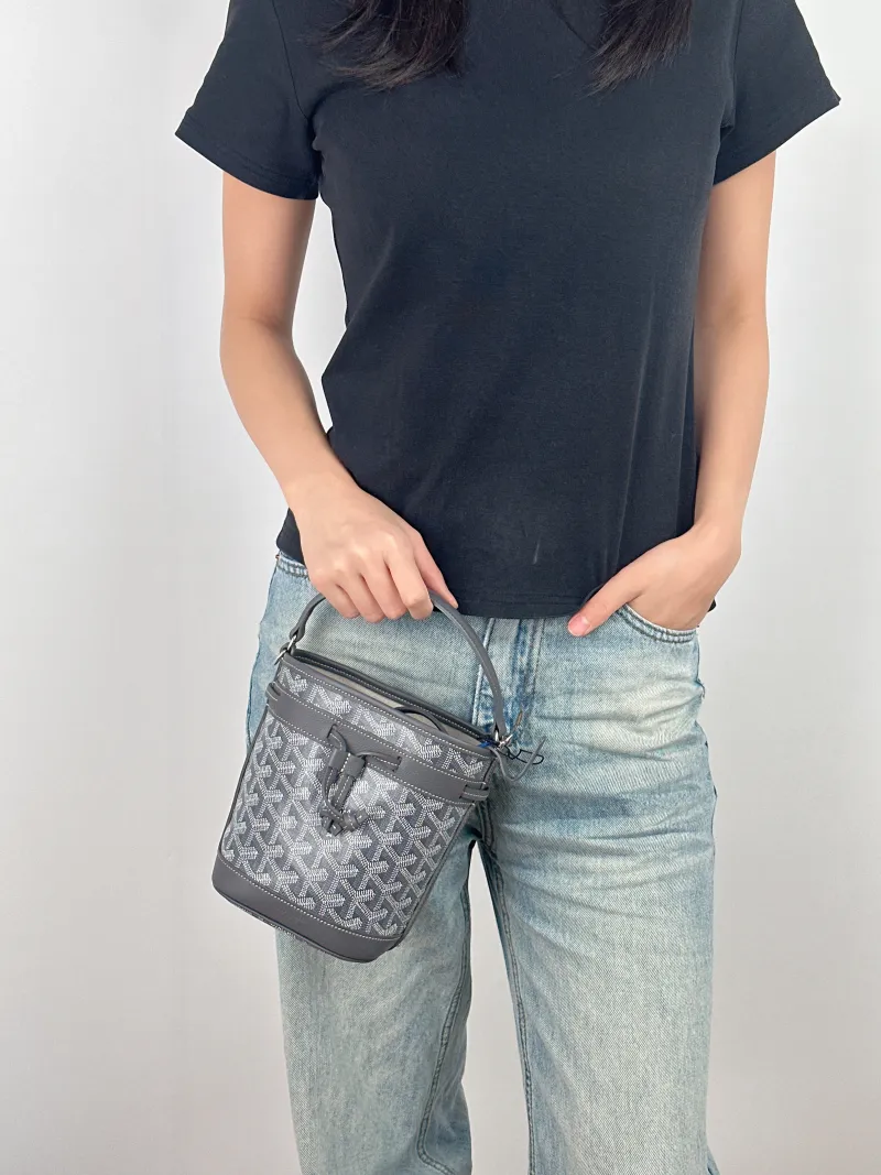 GOYARD Crossbody Bag Petit Flot Grey ine Canvasmini12 × 10 × 17.5 cm — on-model view 2 of 3