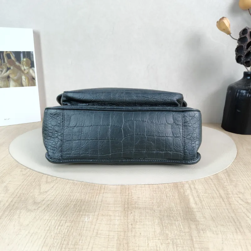 SAINT LAURENT Crossbody Bag Niki D Green Waxed Leather Medium 28 × 8.5 × 20 cm — cover view 2 of 5