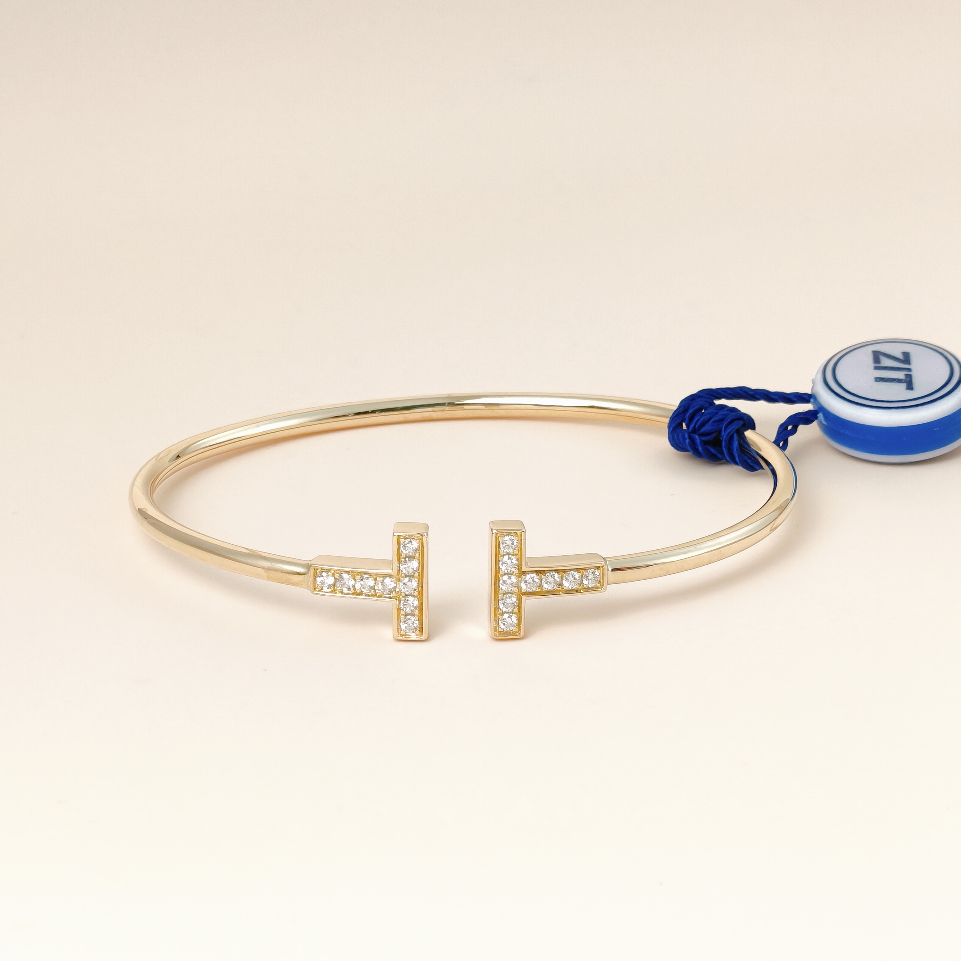 Tiffany&Co. Bangle TC ollection Yellow Gold 18KY ellow Gold Diamond One Size16cm