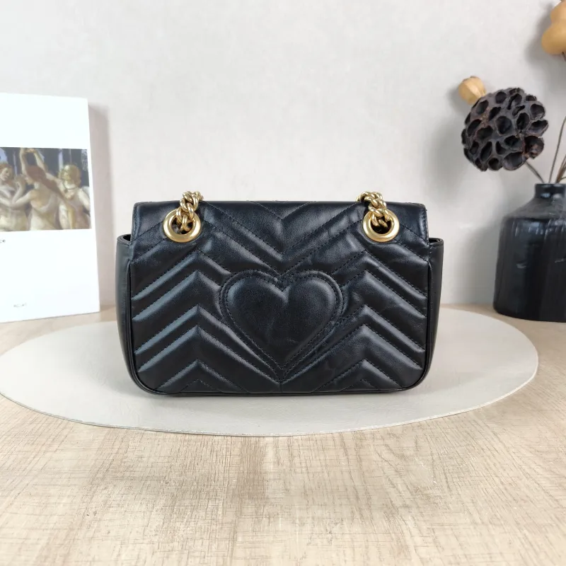 GUCCI Crossbody Bag GG Marmont Small Marmont 22 Black CC alfskin Small 22 × 6 × 13 cm — cover view 4 of 5