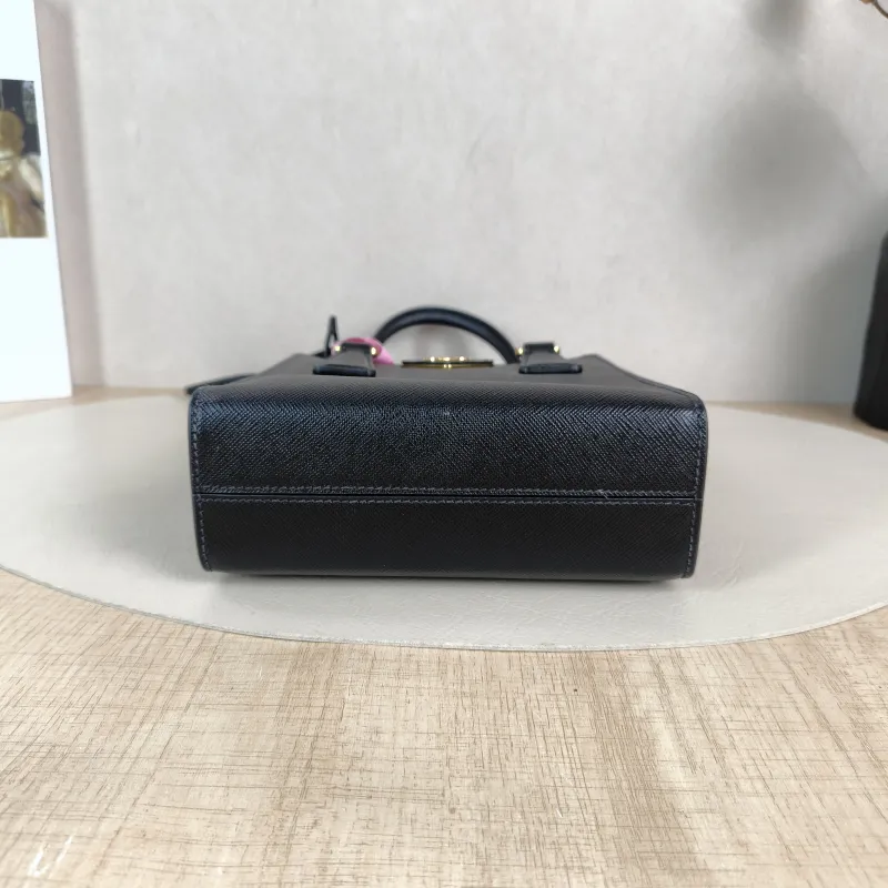 PRADA Top Handle Bag Saffiano Black Calfskin One Size 17 × 6 × 19 cm — cover view 2 of 5