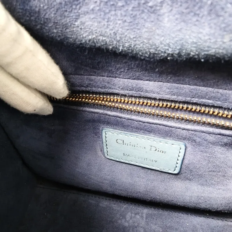 DIOR Top Handle Bag Lady Lady Dior Bag Blue Lambskin Small20 × 8 × 18 cm — detail view 9 of 10