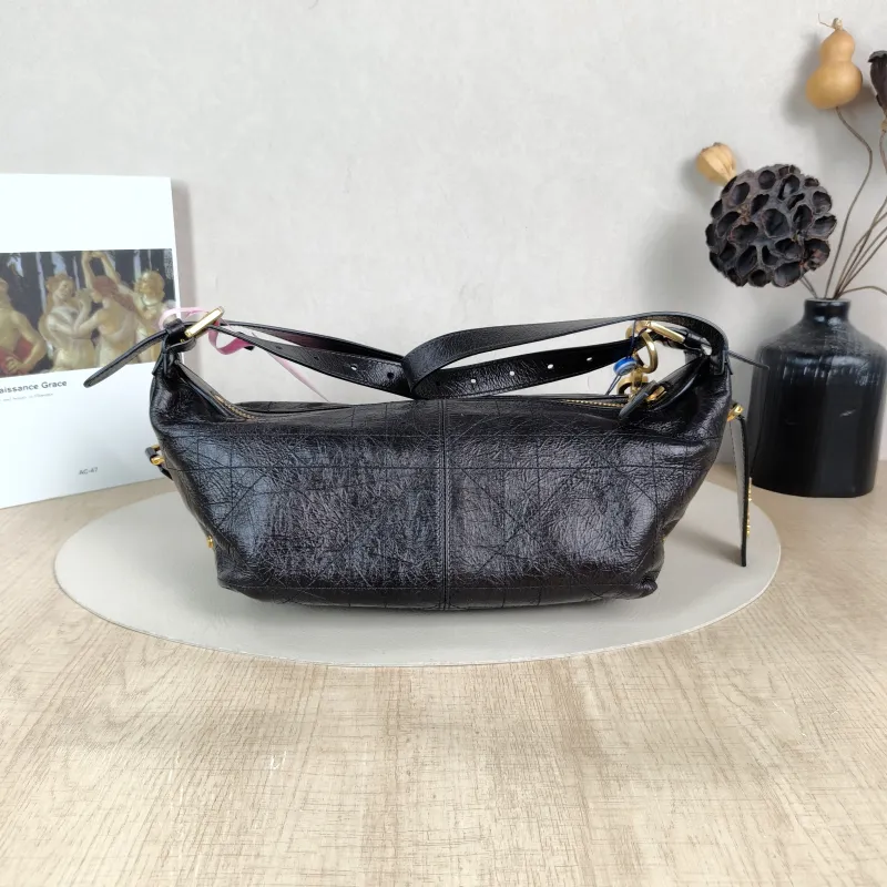 DIOR Shoulder Bag D-Journey Shoulder Bag Hobo Black Calfskin Small 25.5 × 14 × 14.5 cm