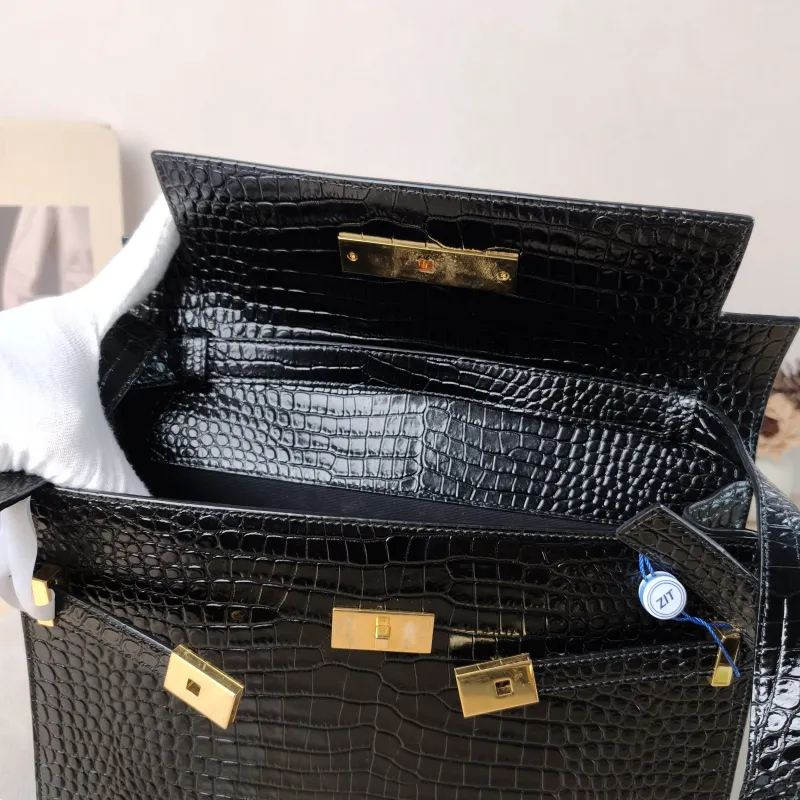 SAINT LAURENT Shoulder Bag MANHATTAN Black Calfskin Medium 29 × 7.5 × 20 cm — detail view 11 of 12