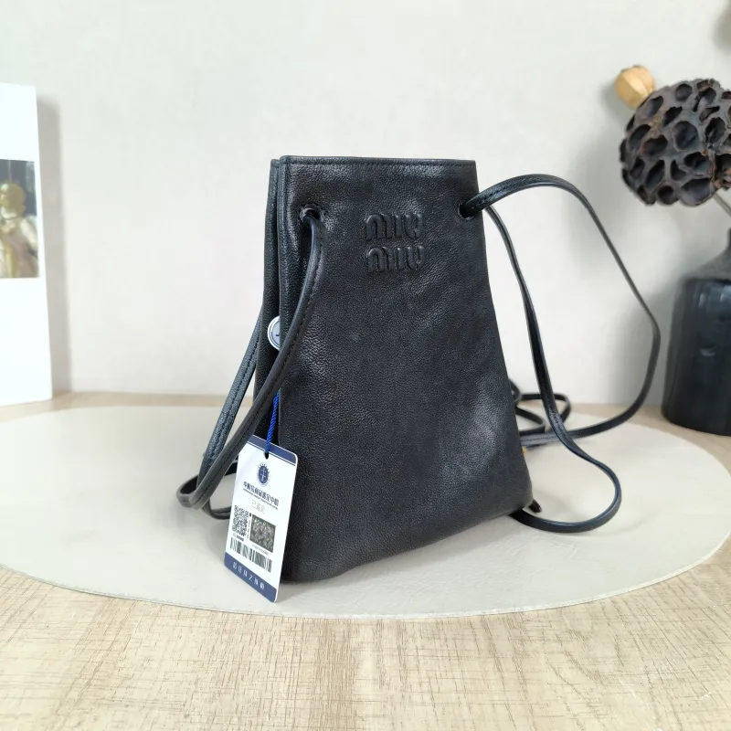 Miumiu Crossbody Bag logo Black Lambskin One Size 14 × 6 × 17 cm — cover view 3 of 5