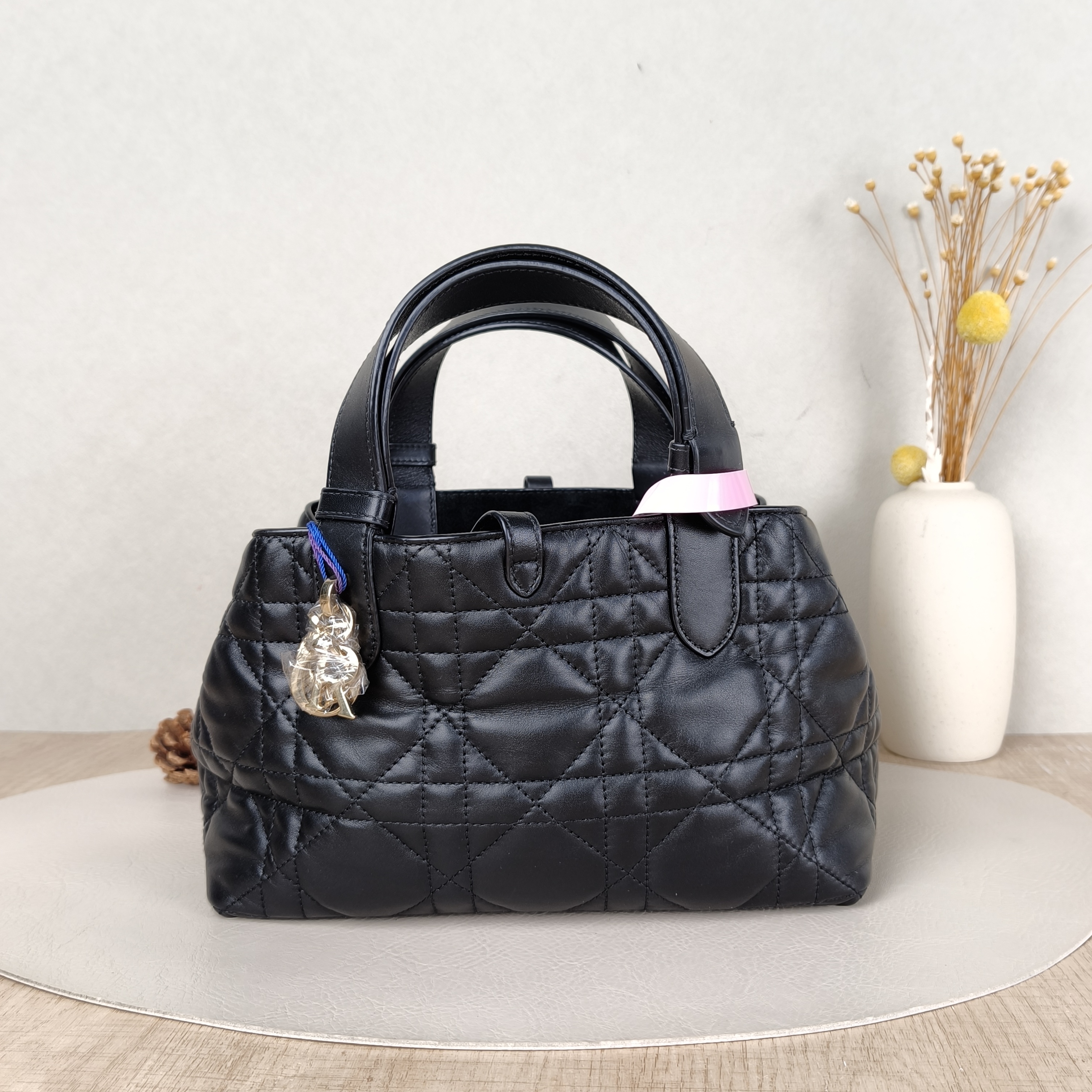 DIOR Top Handle Bag TOUJOURS Black Calfskin Small23 × 12 × 15.5 cm