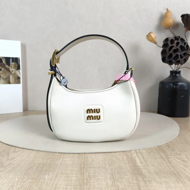 Miumiu Shoulder Bag Hobo Shoulder Bag White Calfskin One Size 18 × 6 × 11 cm