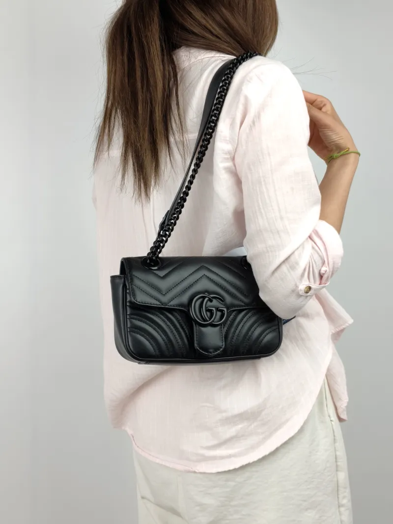 GUCCI Crossbody Bag GG Marmont Small Marmont 22 So Black Black Calfskin Small 22 × 6 × 13 cm — on-model view 1 of 2
