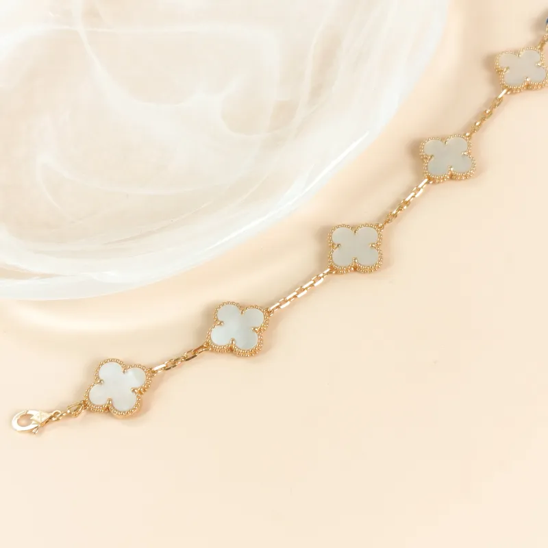 Van Cleef & Arpels Bracelet Alhambra Alhambra Collection Five-Motif Bracelet Pearl · White Mother-of-Pearl18KY ellow Gold Vintage Small17cm — cover view 7 of 7