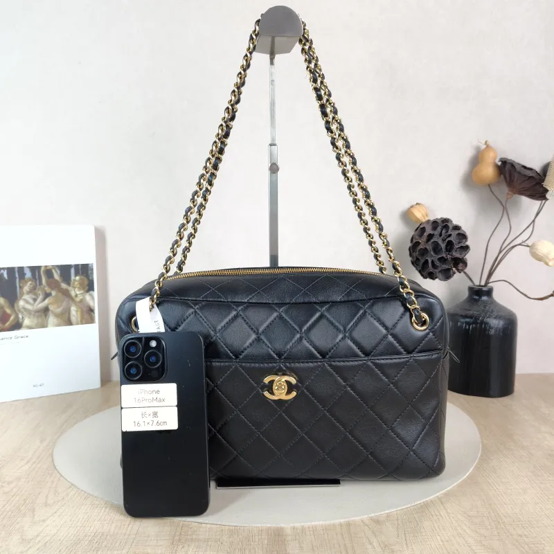 Chanel Crossbody Bag Bowling Bag Black Lambskin One Size 31 × 9 × 19 cm — cover view 5 of 5