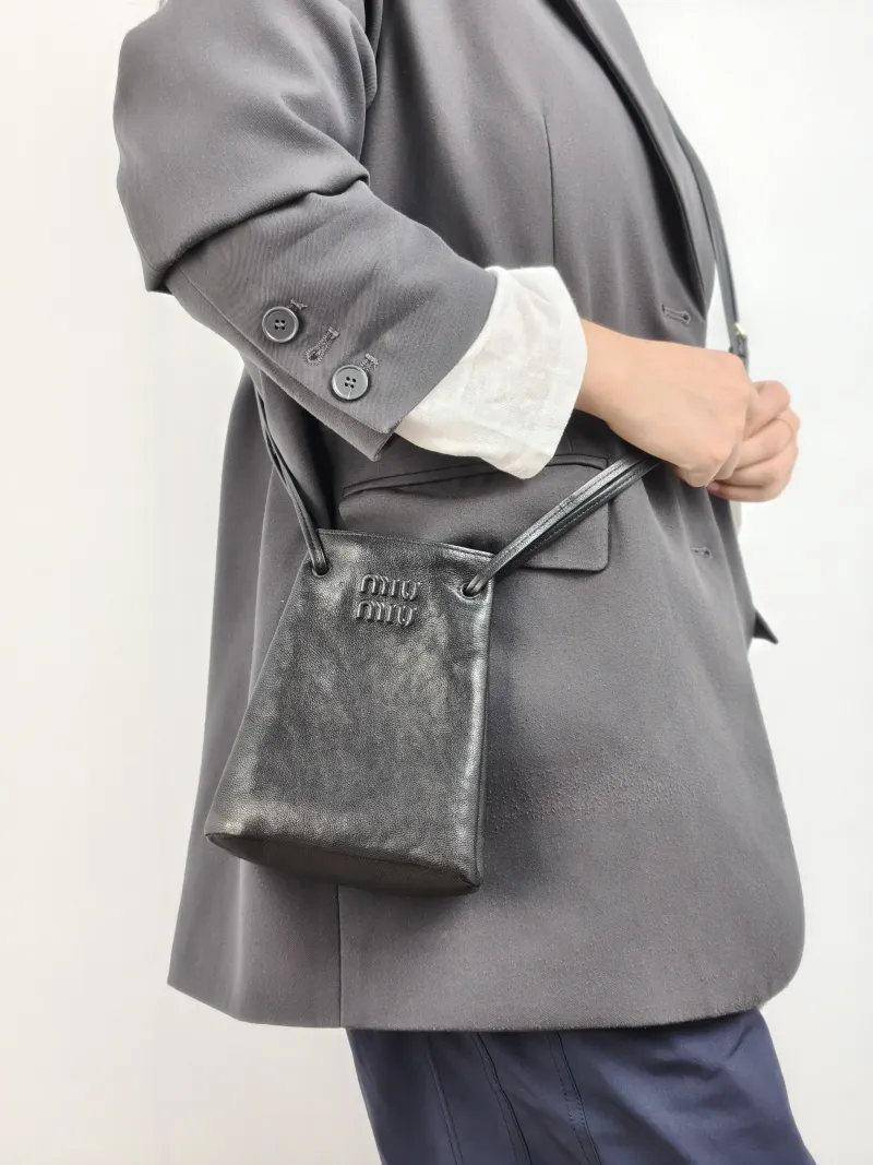 Miumiu Crossbody Bag logo Black Lambskin One Size 14 × 6 × 17 cm — on-model view 2 of 2