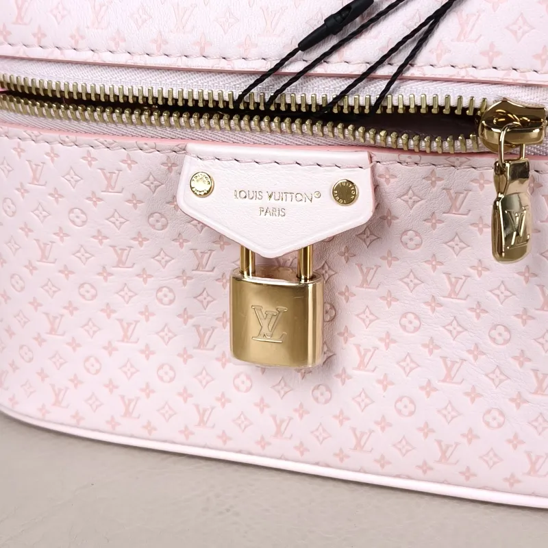 Louis Vuitton Shoulder Bag VANITY POUCH Cosmetic Bag Pink Calfskin One Size 19 × 6.5 × 11.5 cm — detail view 7 of 14