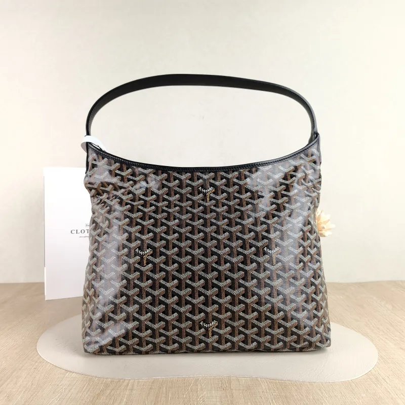 GOYARD Shoulder Bag Boheme Hobo​ Black ine Canvas Small 43 × 14 × 27 cm