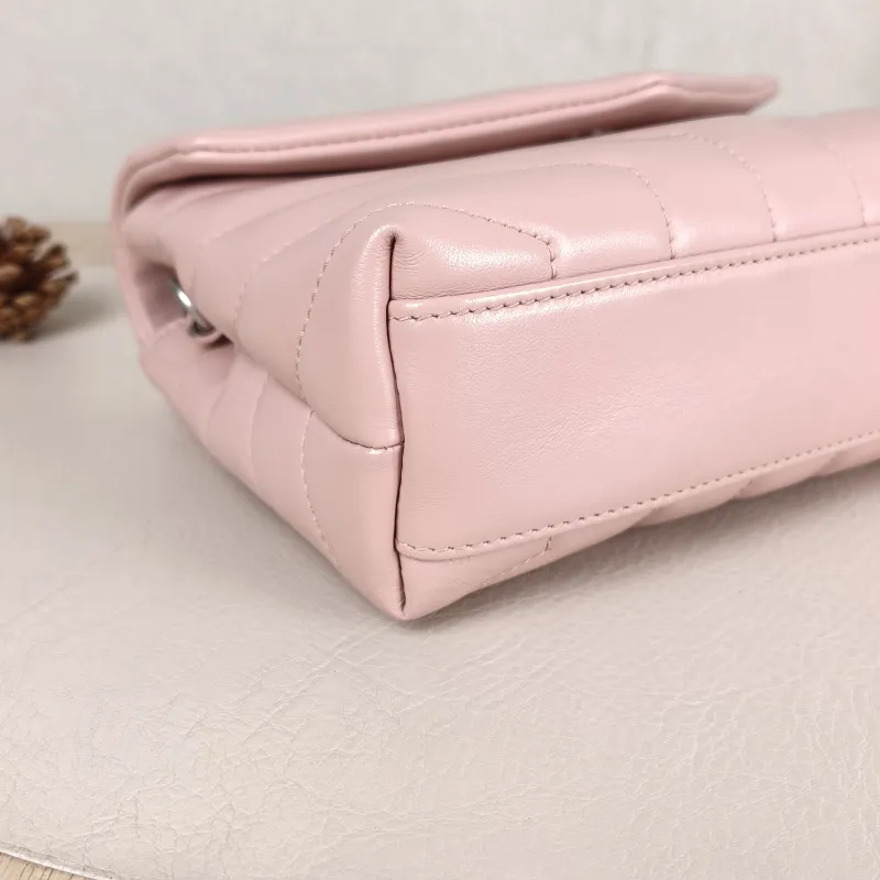 SAINT LAURENT Shoulder Bag LOULOU Pink Calfskin Mini 20 × 7.5 × 14 cm — detail view 10 of 11