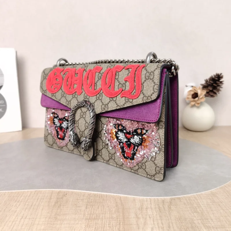 GUCCI Crossbody Bag Dionysus Monogram PVC Medium 28 × 9 × 17 cm — cover view 4 of 5